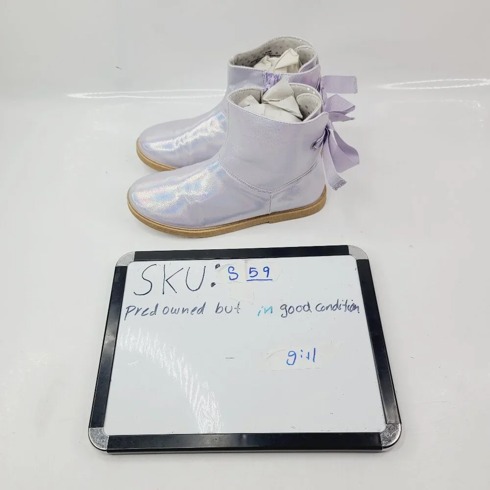 Tucker + Tate Girl's Metallic Lavender Purple Leather Ankle Winter Boots Size 3M